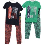 Wholesale - 2pc "BORN TO BE AWESOME" BOYS SLEEP SET (2 ASST PRINTS -SIZE: 4/5,6/7,8/10,12/14), UPC: 636458335601